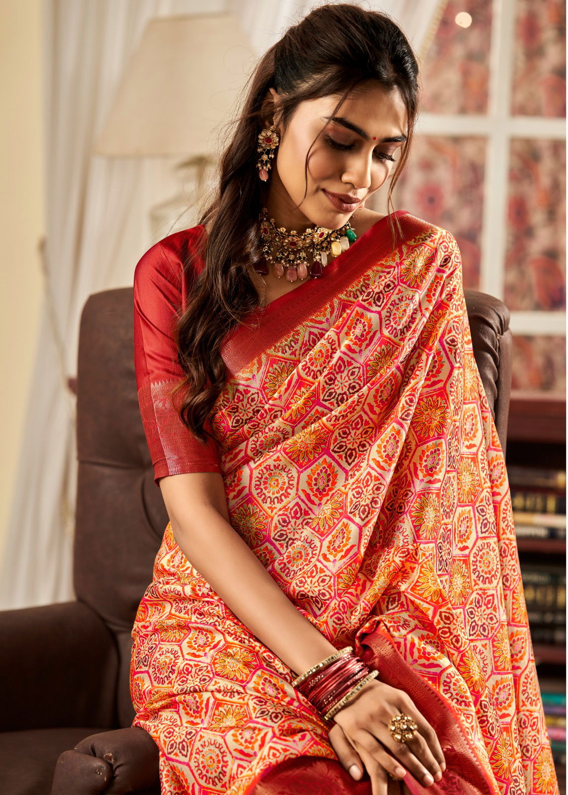 Sunheri Rajpath Designer Satin Printed Sarees Catalog